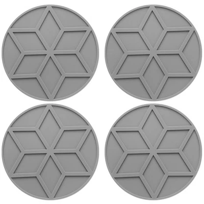 4 piezas alfombrillas trivets de silicona soportes redondos para olla caliente de 4" (gris oscuro) Foto 1 de 4