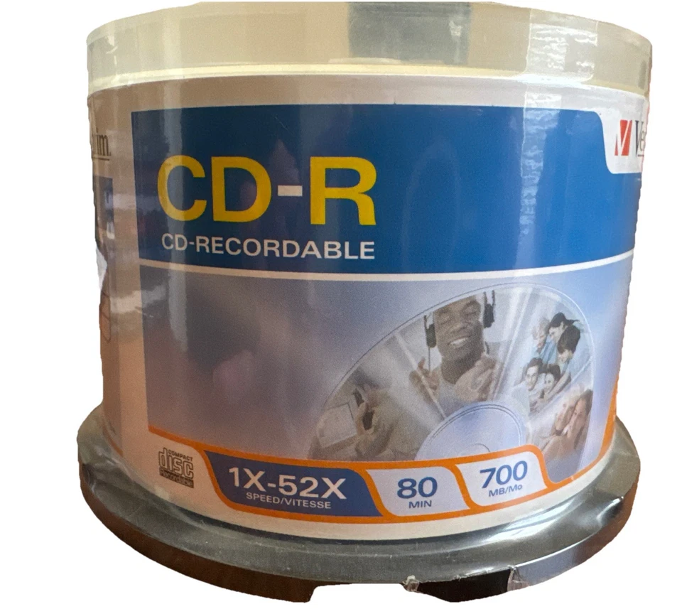 NEW Verbatim CD-R CD-Recordable 1X-52X Speed 700 MB/80 Min 50 count!! Sealed!! - Image 1 of 4