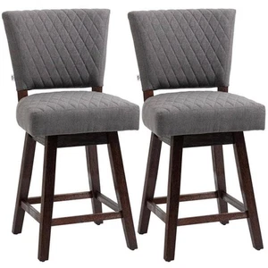 40.25 in. Dark Grey Counter Height Rubber Wood Frame 26.5 Bar Stools with (Set - Picture 1 of 9