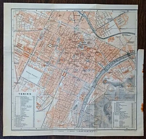 1909 Torino, Turin, Italy, Antique Map, City Plan - Picture 1 of 3