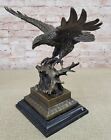 Amerikanische Bald Adler Im Flug Messingskulptur Auf Marmor Basis Original