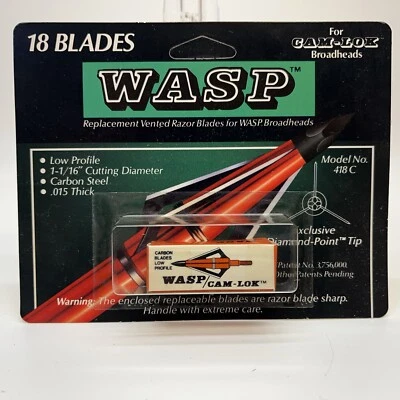 Nuevo WASP Para Cam-Lok Repuesto 18 Hojas Cabeza Ancha Modelo 418C Antiguo Stock Foto 1 de 3