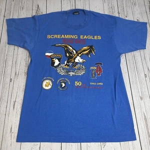 Vintage Screaming Eagles Road Race Airborne T Shirt Screen Stars Single Stitch - Picture 1 of 10