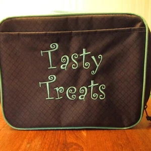 Thirty-One Black Teal Insulated Lunch Bag Zip TASTY TREAT Pocket 10 X 8 X 3 - Picture 1 of 4