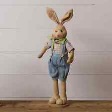 New Primitive Easter BUNNY DOLL Rabbit Figure Green Neckerchief 22" tall Blue