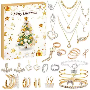 Christmas Advent Calendar -Open Box- Bracelet Necklace Jewelry 24 Days Gifts - Picture 1 of 12