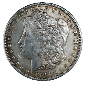 1898 Morgan Dollar Unc. Toned 90% Silver $1 US Coin # 1500 - Picture 1 of 6