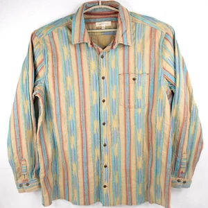 The Territory Ahead Turquoise Coral Textured Stripe Southwest LS Shirt SIZE XXL - Picture 1 of 8