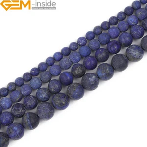 Natural Matte Blue Lapis Lazuli Gemstone Forested Beads For Jewelry Making 15" - Picture 1 of 27