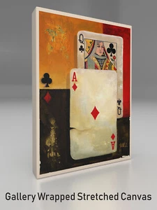 Póster estirado envuelto en galería de cartas de póker Queen Ace de colección - Imagen 1 de 2