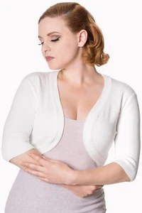 White Plain Rockabilly Vintage Pinup Hudson Bolero Cropped Top BANNED Apparel - Picture 1 of 2