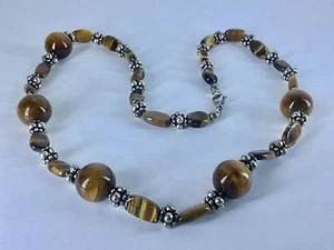 Tigerauge Halskette in Edelstahl 20 Zoll TGW 120 Karat schöne Brauntöne - Bild 1 von 6