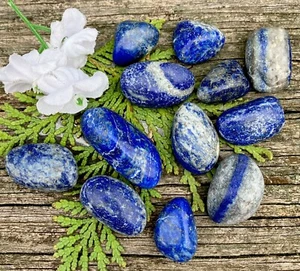 133g (12) PIEDRAS CURATIVAS PULIDAS CRISTAL LAPISLÁZULI AZUL VIVO Afganistán - Imagen 1 de 2