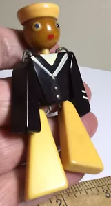 AWESOME RARE VINTAGE NAVY SAILOR BAKELITE PIN BROOCH ARTICULATING ARMS/LEGS NICE - Picture 1 of 9
