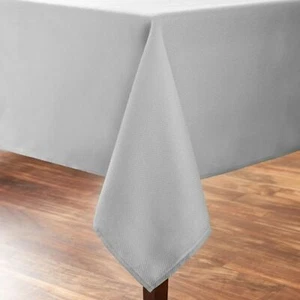 Gray Silver Textured Rectangle Fraser Fabric Tablecloth, 52"W x 70"L Soft Silver - Picture 1 of 8