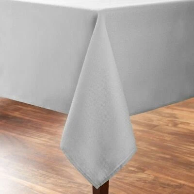 Gray Silver Textured Rectangle Fraser Fabric Tablecloth, 52"W x 70"L Soft Silver - Image 1 of 4