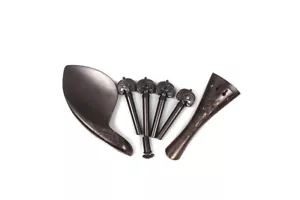 4/4 Violin Kit Hand Carved Ebony Violin tailpiece Pegs chin rest Endpin - Picture 1 of 6