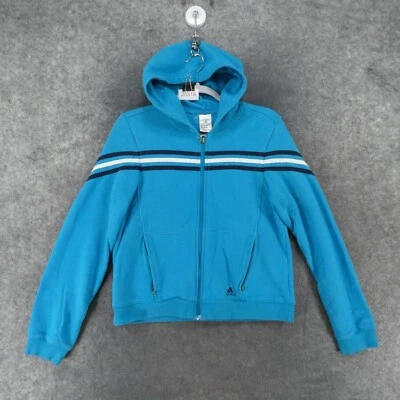 Chaqueta Adidas para mujer mediana con capucha polar azul cremallera completa con bolsillos Foto 1 de 4