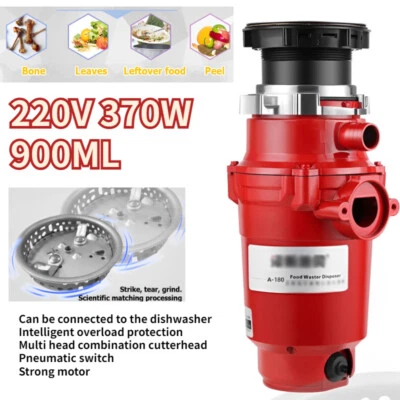 220V 370W 900ML Kitchen Food Waste Processor Disposer Garbage Disposal Crusher - Image 1 of 4