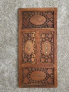 Vintage Wooden Window Wall Panel Hand Carved - 12" x 24"