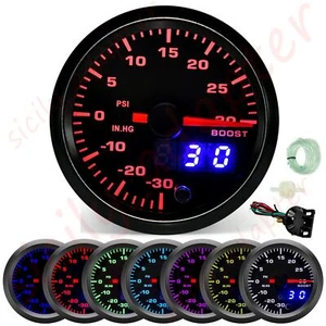 2" 52mm 7 Color PSI Turbo Boost Gauge+Sensor Analog/Digital Dual Display Auto M - Bild 1 von 6