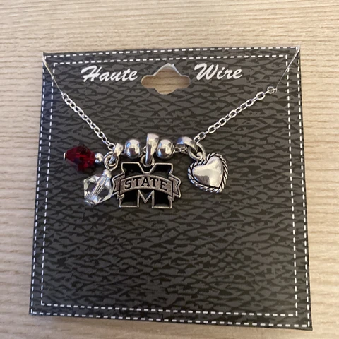 Mississippi State Bulldogs NCAA Charm Necklace Love, Team Logo. Adjustable Cover