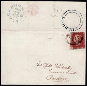 1841 1d Red Plate 55 GB 4m BLACKBURN ERROR of Numeral 98 Darwin Preston Superb - Picture 1 of 3