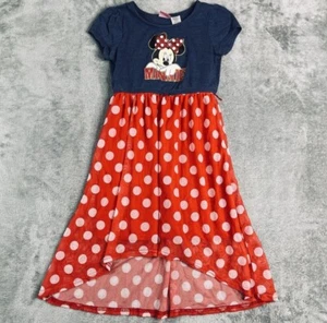 Disney Dress Girls MED Girls Minnie Mouse Logo Polka Dot Short Sleeve Casual - Picture 1 of 2