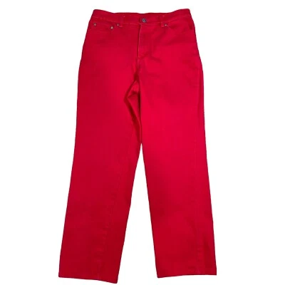 Pantalones de mezclilla Style Co Petite para mujer 8P rojos talla elásticos pierna recta 28X27 Foto 1 de 4