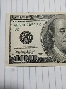 Fancy Serial Numbers On A Old 100 Dollar Bill Makes A Birthday Or Anniversary... - Picture 1 of 16