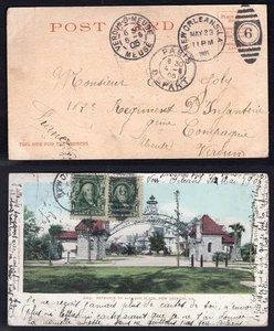 USA New Orleans La 1905 Picture Postcard to France. Receivers. Audubon Place - Picture 1 of 3