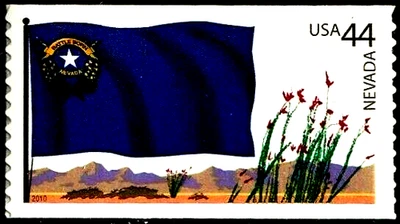 NEVADA STATE FLAG US 2010 SCOTT #4306  FLAGS OF OUR NATION SET 4 MVF - 44c STAMP - Image 1 of 2