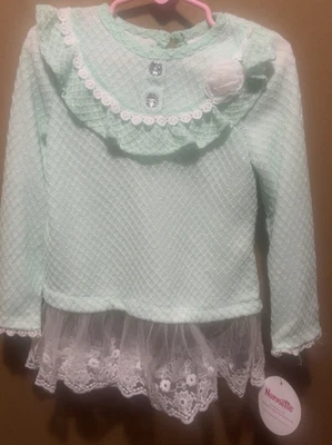 NWT NANNETTE KIDS GREEN LONG SLEEVE SIZE 4T BLOUSE - Image 1 of 4