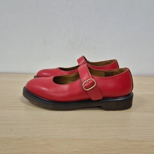 Dr Martens Y2K Indica Polley Red Smooth Leather Mary Jane Flat Dolly Shoes Uk 7 - Picture 1 of 9