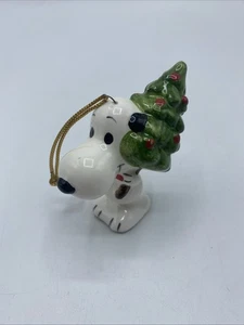 Vintage Erdnüsse "Snoopy mit Weihnachtsbaum" 1958 Keramik Ornament 2,5" - Bild 1 von 7