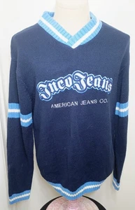 Vintage 1990s JNCO American Jeans Co Men Blue Pullover Sweater Medium 90s Grunge - Bild 1 von 5