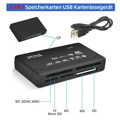 Kartenleser Kartenlesegerät Für USB SD/CF/xD/MS/TYP-C All in One Speicherkarten - Bild 1 von 4