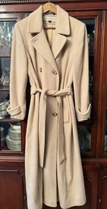 Vintage Evan Picone Wool/Alpaca/Mohair Blend Long Sand Color Ladies Coat Sz 6 - Picture 1 of 18