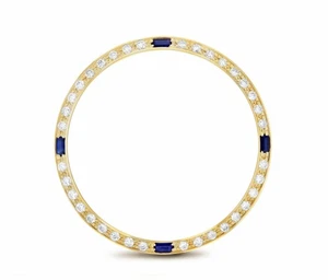 JUEGO DE CUENTAS 36MM 1CT BISEL DIAMANTE NATURAL 18KY PARA ROLEX DATEJUST CON ZAFIRO - Imagen 1 de 8