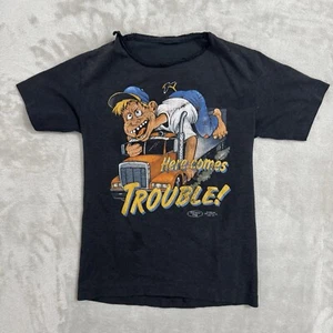 Vintage 1992 3D Emblem Truckers Only "Here Comes Trouble!" Kinder T-Shirt Größe 3T - Bild 1 von 6