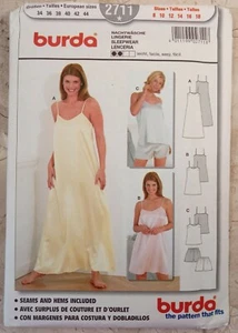 Burda Sewing Pattern 2711 Uncut Sz Misses 8-18 Lingerie Sleepwear Gown Cami Tap - Picture 1 of 6