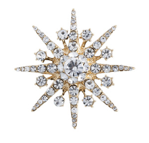Women Men Crystal Snowflake Star Suit Jacket Coat Brooch Pin Jewelry Accent 