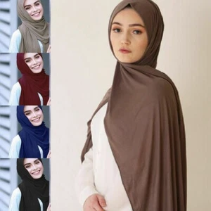 JERSEY BUFANDA CHAL ENVOLVENTE HIYAB ELÁSTICO GRANDE GRANDE LISO MAXI LOTE DE TRABAJO muchos colores - Imagen 1 de 25