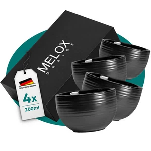MELOX - 4er Set Cappuccino-Tassen 200ml aus Porzellan Schwarz & Grau dickwandig - Bild 1 von 12
