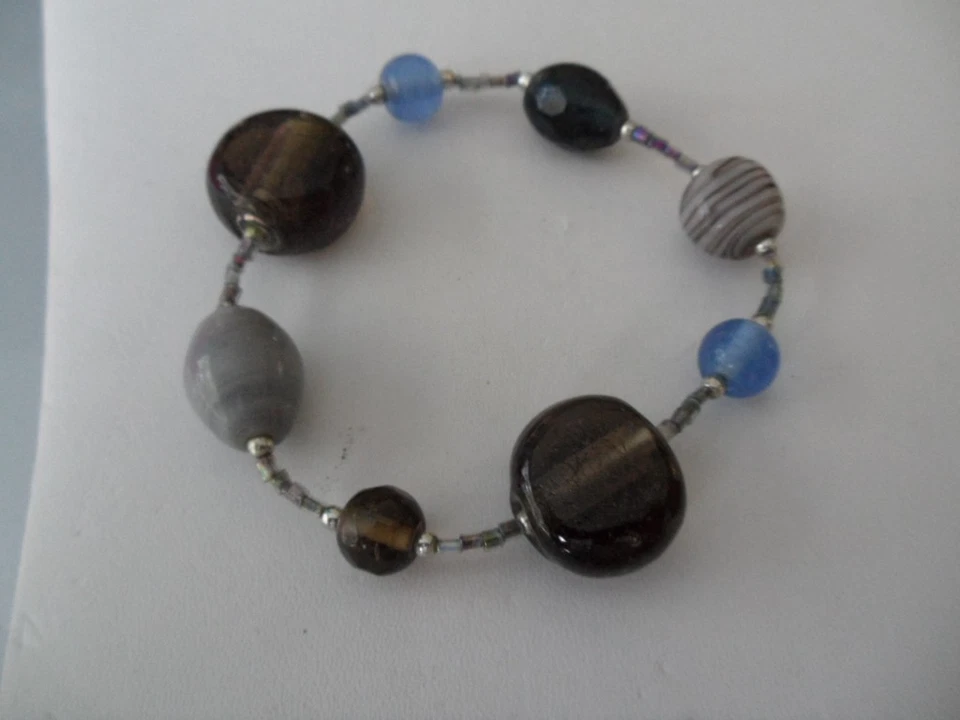  Pulsera Elástica 7" Cuarzo Genuino Ágatas Vidrio LAKESIDE Por Premier Designs EE. UU. Foto 1 de 3