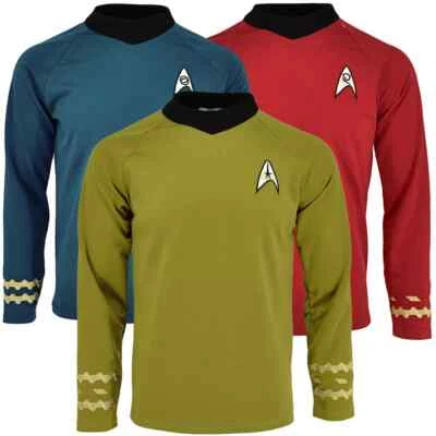 Cosplay TOS Capitán Kirk Camisas Doradas Spock Azul Uniformes Rojo Flota Estelar Prendas para el torso Para Hombres Foto 1 de 4