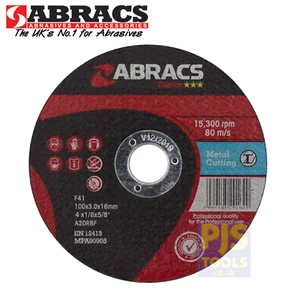 25 x Abracs Proflex 100mm x 3mm metal cutting steel slitting discs - Picture 1 of 2