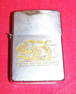 Vintage 1972 Vietnam War Zippo Cigarette Lighter 25th Anniversary US Air Force - Picture 1 of 6
