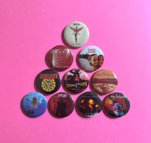 Grunge Rock 1.25" Button Pin Lot of (10) Nirvana Alice In Chains Pearl Jam Bush - Picture 1 of 3
