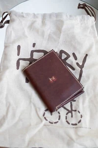 Henry Cuir Beguelin Collector Pristine Brown BICYCLE Embroidered Wallet - Picture 1 of 9